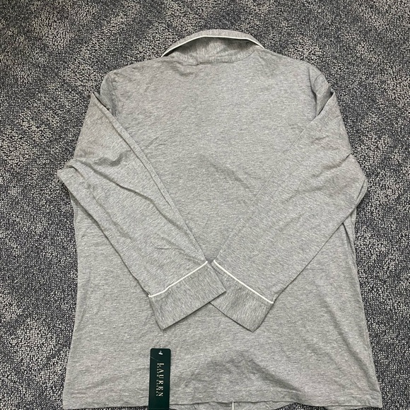 Ralph Lauren Women's Gray Pajama Top with White Trim - Picture 3 of 5